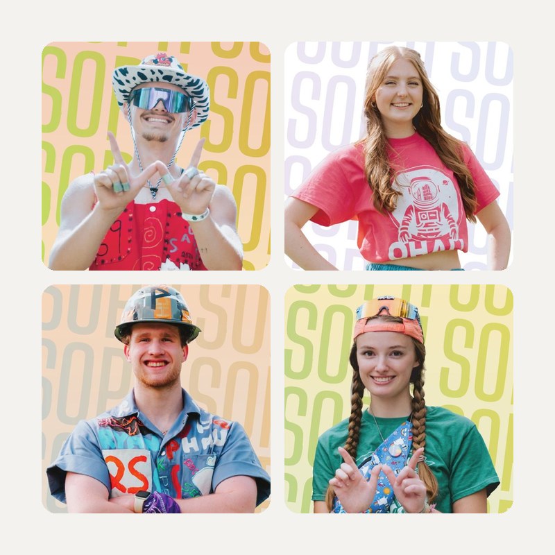Four real Sophs cut out over the SOPH type pattern