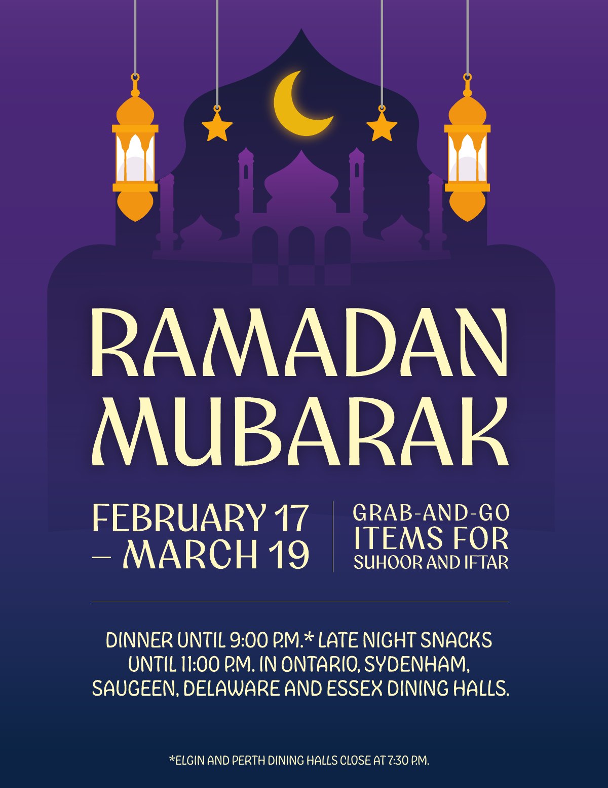 Ramadan Mubarak grab-and-go dining poster