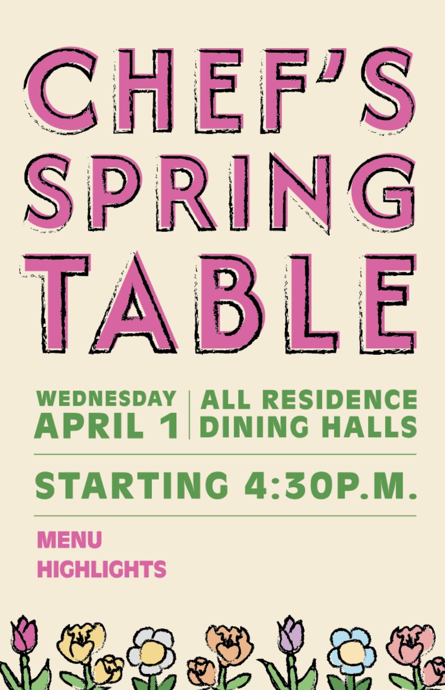Chef’s Spring Table dinner poster